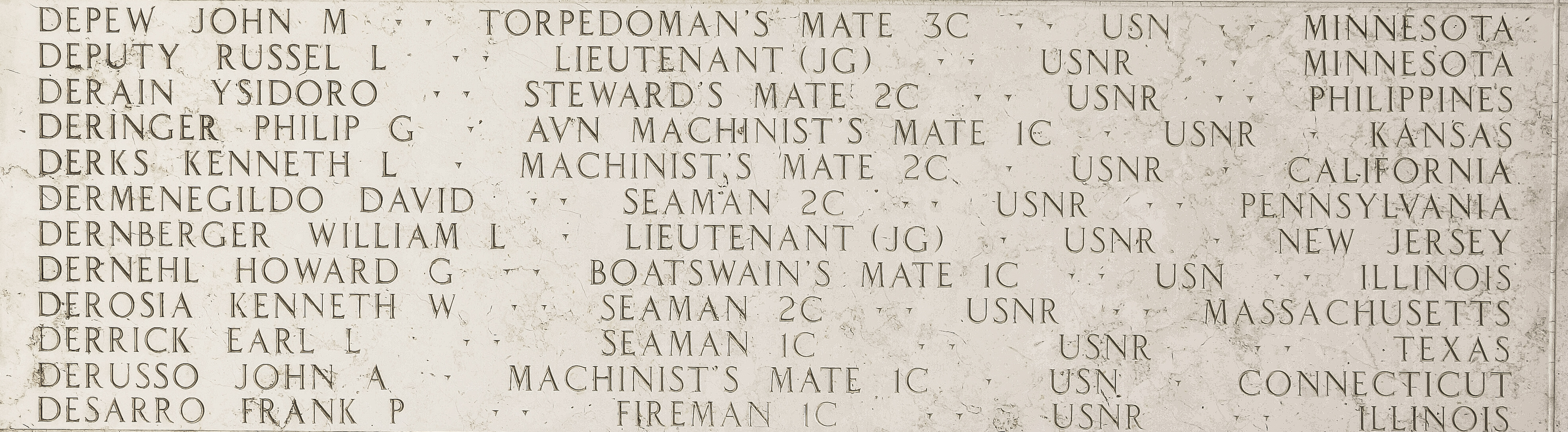 John M. Depew, Torpedoman's Mate Third Class